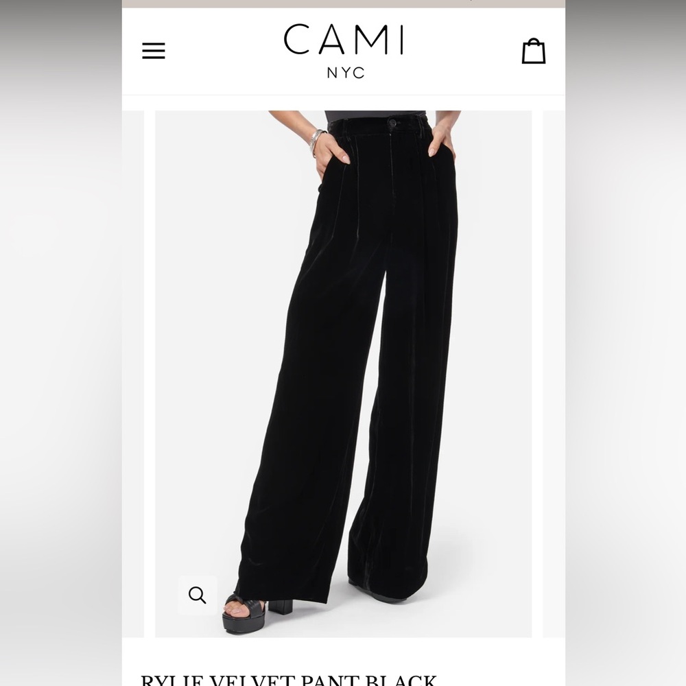 Cami NYC Black Velvet Wide Leg Pants